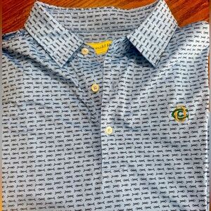 Donald Ross Blue Oakmont Country Club Patterned Polo Shirt